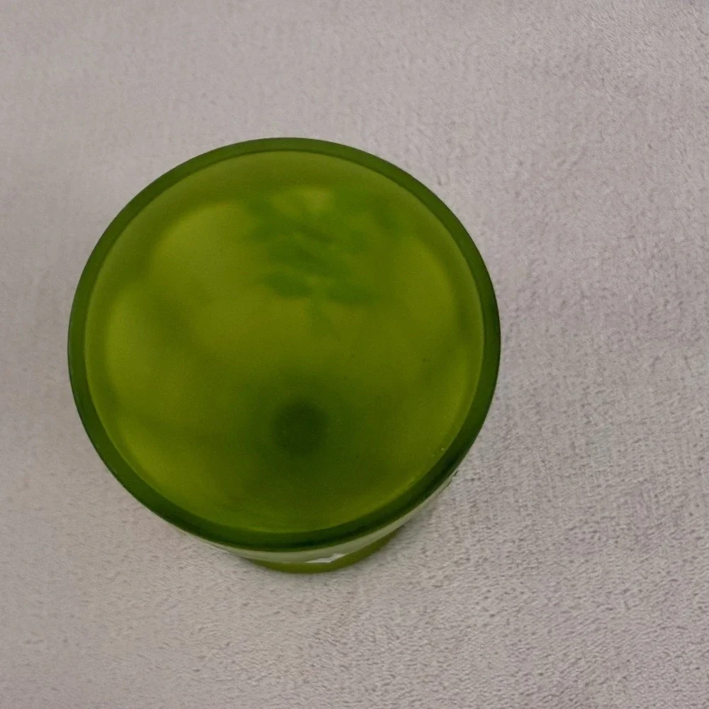 Westmoreland‎ Glass Goblet Green Vintage Hand Painted Daisy Satin Glass
